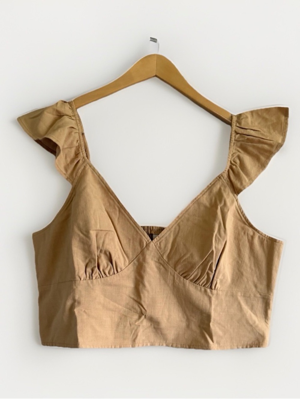 NWT Ruffle Summer Crop Top Tank Smocked Back Cotton Blend Festival Earth Tone XL